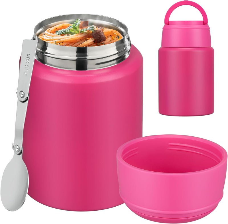 Haweek Soup Thermo for Hot Food Kids 16oz Insulated Food Jar Leakproof Thermo Lunch Container for Kids Wide-Mouth Stainless Steel Lunch Box for School with Handle Folding Spoon(3+)​ - Image 1